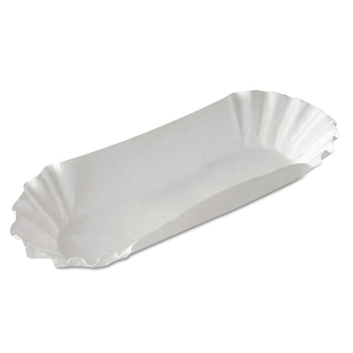 MEDIUM WEIGHT FLUTED HOT DOG TRAYS, 8", WHITE, 250/PACK, 12 PACKS/CARTON