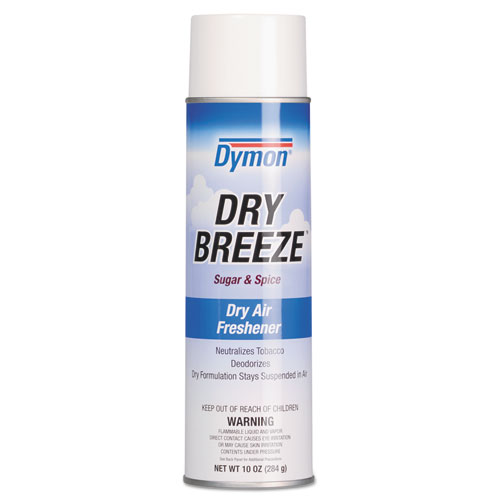 Dymon® Dry Breeze Aerosol Air Freshener, Sugar and Spice, 10 oz Aerosol Spray, 12/Carton