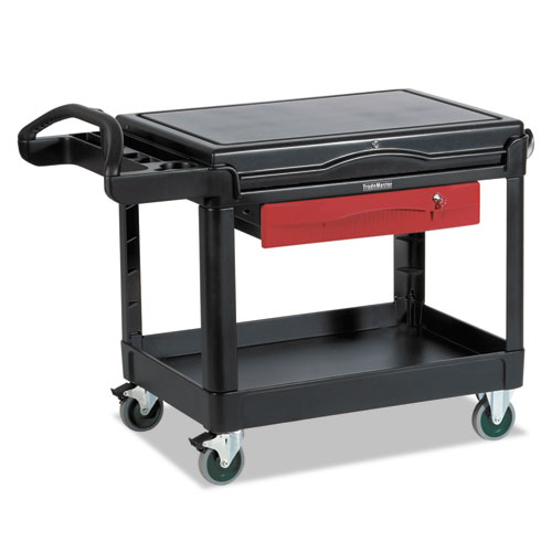 Rubbermaid® Commercial TradeMaster Cart, 500-lb Cap, One-Shelf, 38-5/8w x 52-1/2d x 37-7/8h, Black