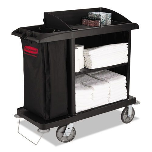 Multi-Shelf Cleaning Cart, Three-Shelf, 22w X 49d X 50h, Black
