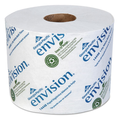 Envision High-Capacity Standard Bath Tissue, Septic Safe, 1-Ply, White, 1500/Roll, 48/Carton