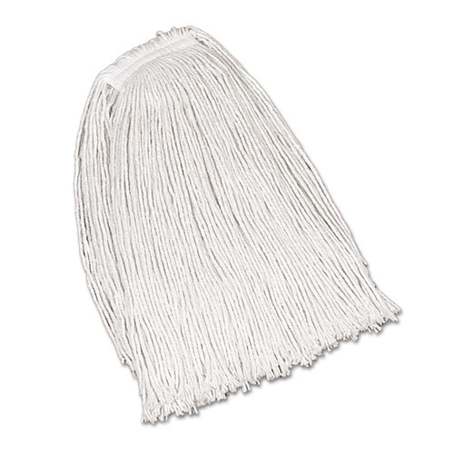 Rubbermaid® Commercial Economy Cotton Mop Heads, Cut-End, White, 32oz, 1" White Headband, 1 Dozen