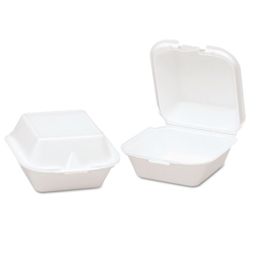 Snap-It Foam Hinged Sandwich Container, 5-4/5x5-2/3x3-1/8, White, 125/bag, 4/ct