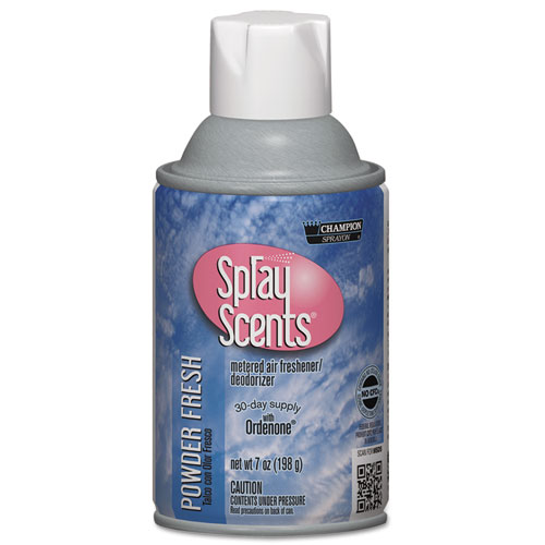 Image of Champion Sprayon SPRAYScents Metered Air Freshener Refill, Powder Fresh, 7 oz Aerosol Spray, 12/Carton