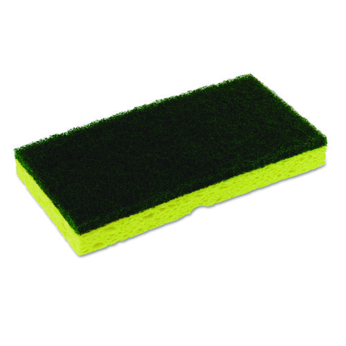 Continental® Medium-Duty Scrubber Sponge, 3.13 X 6.25, 0.88 Thick, Yellow/Green, 5/Pack, 8 Packs/Carton