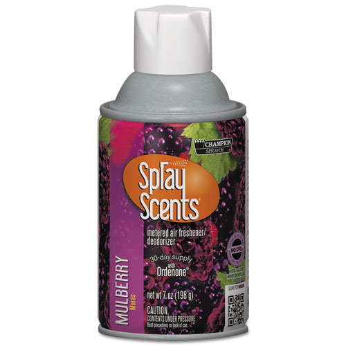 Champion Sprayon SPRAYScents Metered Air Freshener Refill, Mulberry, 7 oz Aerosol Spray, 12/Carton