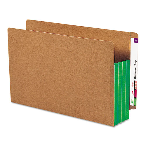 REDROPE DROP-FRONT END TAB FILE POCKETS W/ FULLY LINED COLORED GUSSETS, 3.5" EXPANSION, LEGAL SIZE, REDROPE/GREEN, 10/BOX