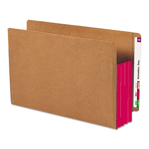Redrope Drop-Front End Tab File Pockets, Fully Lined 6.5" High Gussets, 3.5" Expansion, Legal Size, Redrope/Red, 10/Box