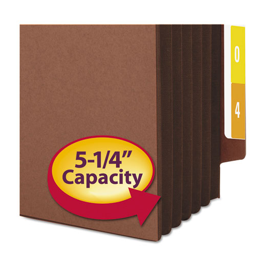 Redrope Drop-Front End Tab File Pockets w/ Fully Lined Colored Gussets, 5.25" Exp, Letter Size, Redrope/Dark Brown, 10/Box