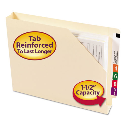 Smead™ End Tab Jackets with Reinforced Tabs, Straight Tab, Legal Size, 11-pt Manila, 100/Box
