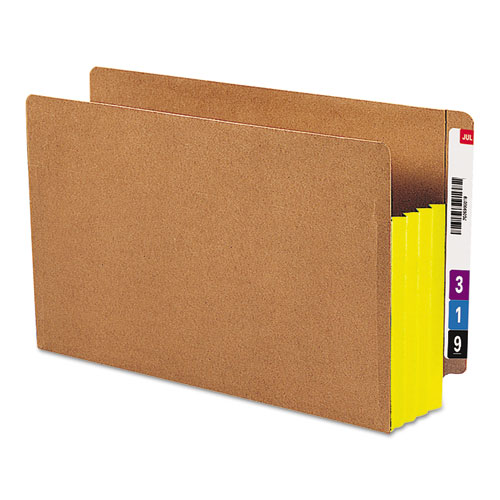 Redrope Drop-Front End Tab File Pockets, Fully Lined 6.5" High Gussets, 3.5" Expansion, Legal Size, Redrope/Yellow, 10/Box