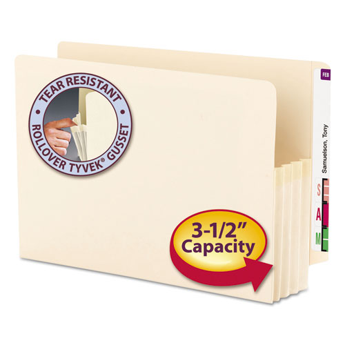 Manila End Tab File Pockets, 3.5" Expansion, Legal Size, Manila, 25/Box | by Plexsupply