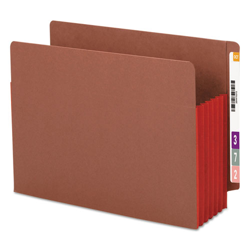 REDROPE DROP-FRONT END TAB FILE POCKETS W/ FULLY LINED COLORED GUSSETS, 5.25" EXPANSION, LETTER SIZE, REDROPE/RED, 10/BOX