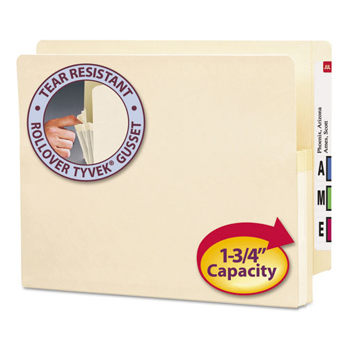 Manila End Tab File Pockets, 1.75" Expansion, Letter Size, Manila, 25/Box | by Plexsupply