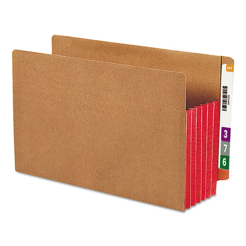 REDROPE DROP-FRONT END TAB FILE POCKETS W/ FULLY LINED COLORED GUSSETS, 5.25" EXPANSION, LEGAL SIZE, REDROPE/RED, 10/BOX