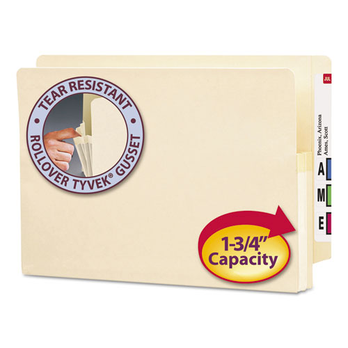 Manila End Tab File Pockets, 1.75" Expansion, Legal Size, Manila, 25/Box | by Plexsupply