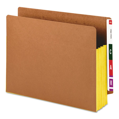 Redrope Drop-Front End Tab File Pockets, Fully Lined 6.5" High Gussets, 3.5" Expansion, Letter Size, Redrope/Yellow, 10/Box