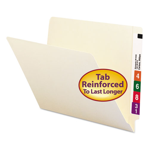 Heavyweight Manila End Tab Folders, 9.5" Front, Straight Tab, Letter Size, 100/Box | by Plexsupply