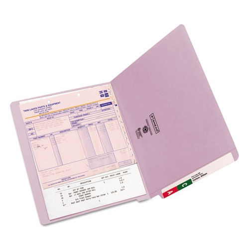 Shelf-Master Reinforced End Tab Colored Folders, Straight Tabs, Letter Size, 0.75" Expansion, Lavender, 100/Box