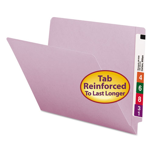 REINFORCED END TAB COLORED FOLDERS, STRAIGHT TAB, LETTER SIZE, LAVENDER, 100/BOX