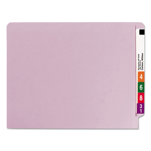 Reinforced End Tab Colored Folders, Straight Tab, Letter Size, Lavender, 100/Box