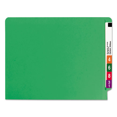 Reinforced End Tab Colored Folders, Straight Tab, Letter Size, Green, 100/Box