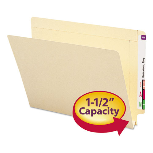 Heavyweight Manila End Tab Expansion Folders, Straight Tabs, Letter Size, 1.5" Expansion, 50/Box