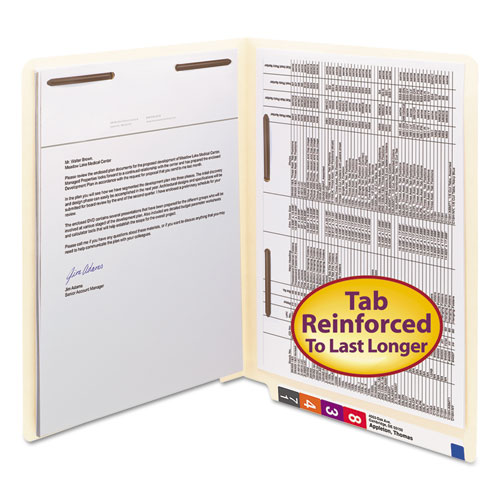 MANILA END TAB 2-FASTENER FOLDERS WITH REINFORCED TABS, 0.75" EXPANSION, STRAIGHT TAB, LETTER SIZE, 11 PT. MANILA, 50/BOX