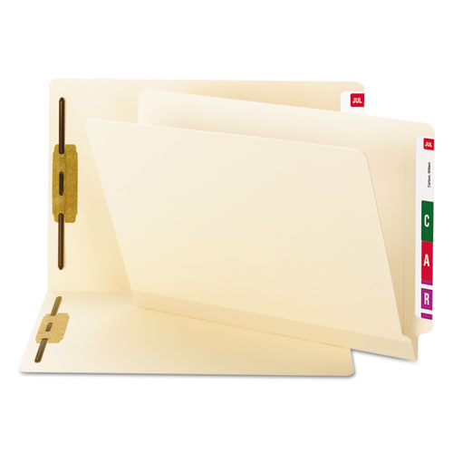 TUFF Laminated Fastener Folders with Reinforced Tab, 0.75" Expansion, 2 Fasteners, Letter Size, Manila Exterior, 50/Box