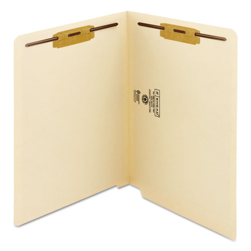Image of End Tab Fastener Folders with Reinforced Straight Tabs, 11-pt Manila, 2 Fasteners, Letter Size, Manila Exterior, 50/Box