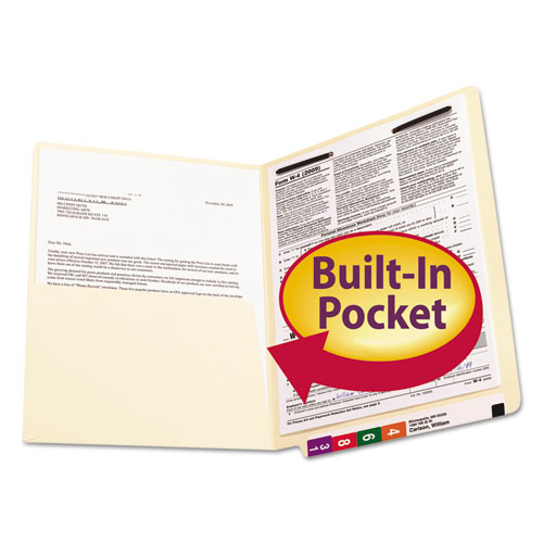 Heavyweight Manila End Tab Pocket Folders with One Fastener, Straight Tab, Letter Size, 50/Box