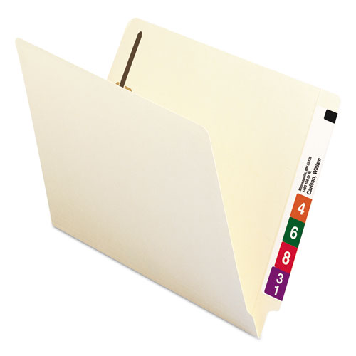 100% Recycled Manila End Tab Folders with Two Fasteners, Straight Tab, Letter Size, 50/Box