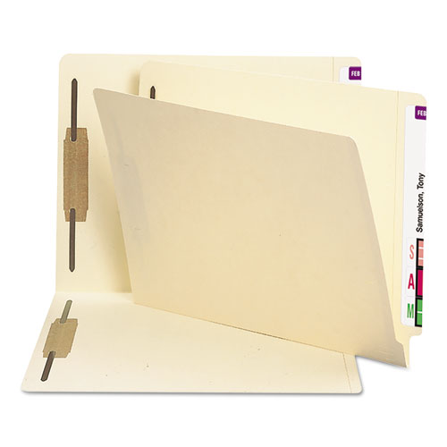 Smead™ End Tab Fastener Folders with Reinforced Straight Tabs, 11-pt Manila, 1 Fastener, Legal Size, Manila Exterior, 50/Box