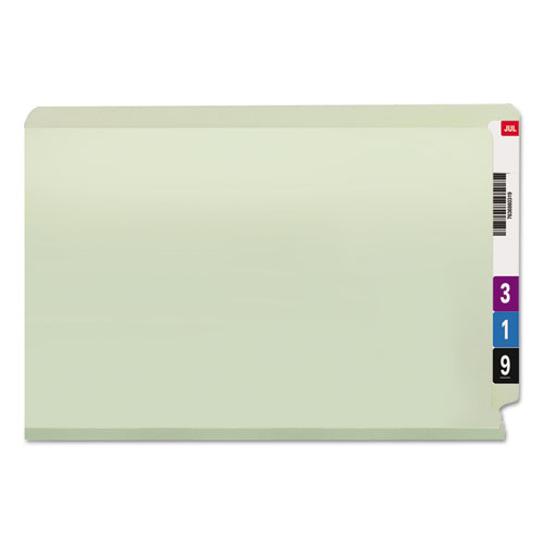 End Tab 1" Expansion Pressboard File Folders w/Two SafeSHIELD Coated Fasteners, Straight Tab, Legal Size, Gray-Green, 25/Box
