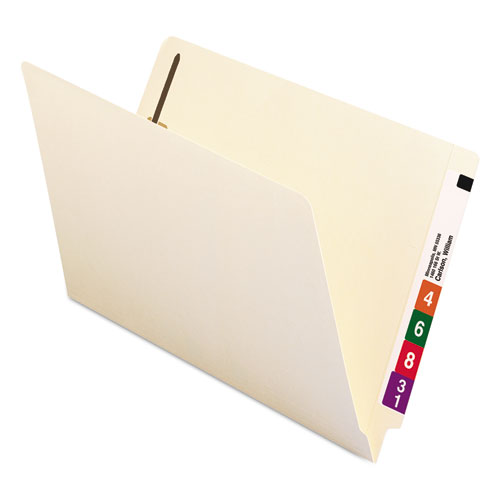 Manila End Tab 1-Fastener Folders with Reinforced Tabs, 0.75" Expansion, Straight Tab, Legal Size, 11 pt. Manila, 50/Box