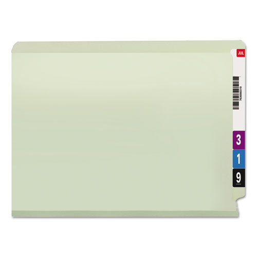 End Tab 1" Expansion Pressboard File Folders w/Two SafeSHIELD Coated Fasteners, Straight Tab, Letter Size, Gray-Green, 25/Box