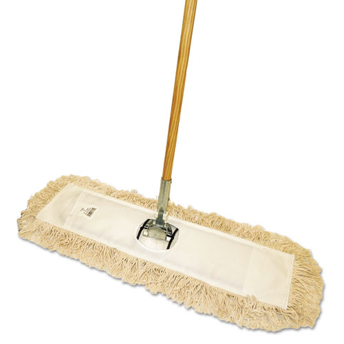 Cotton Dry Mopping Kit, 36 x 5 Natural Cotton Head, 60" Natural Wood Handle