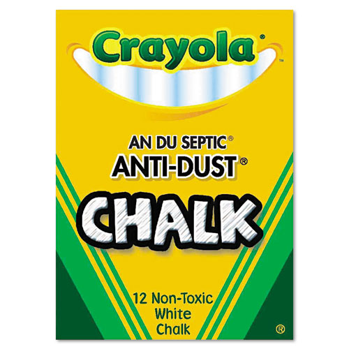 Image of Crayola® Nontoxic Anti-Dust Chalk, 3" X 0.31" Diameter, White, 12 Sticks/Box