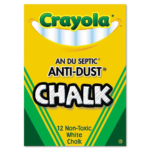 Nontoxic Anti-Dust Chalk, White, 12 Sticks/box