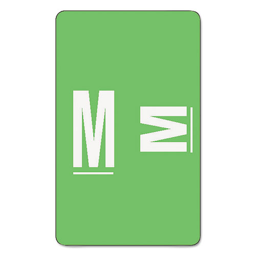Image of AlphaZ Color-Coded Second Letter Alphabetical Labels, M, 1 x 1.63, Light Green, 10/Sheet, 10 Sheets/Pack