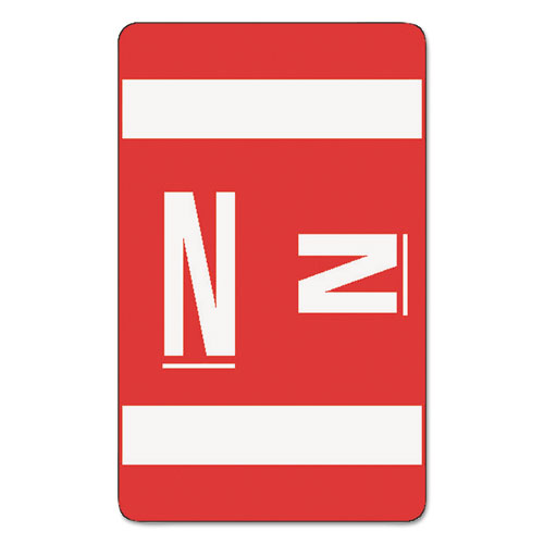 Image of AlphaZ Color-Coded Second Letter Alphabetical Labels, N, 1 x 1.63, Red, 10/Sheet, 10 Sheets/Pack