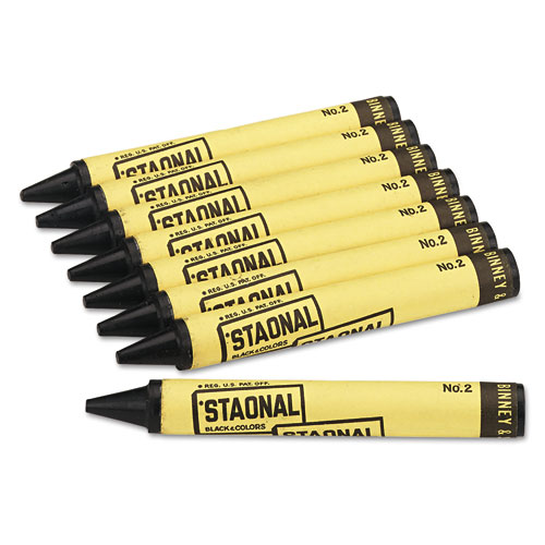 Staonal Marking Crayons, Black, 8/Box