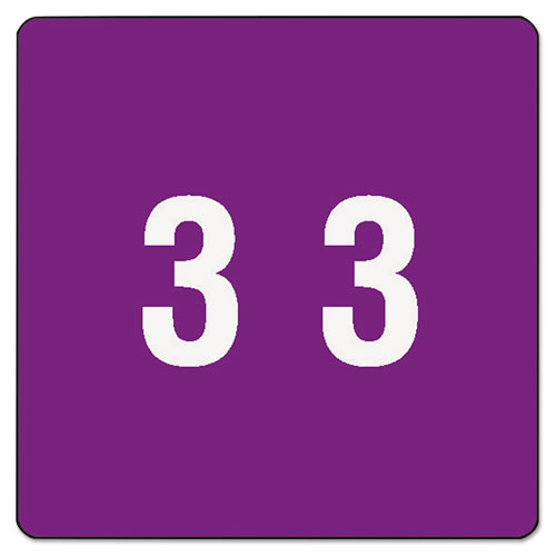 Smead™ Numerical End Tab File Folder Labels, 3, 1.5 X 1.5, Purple, 250/Roll