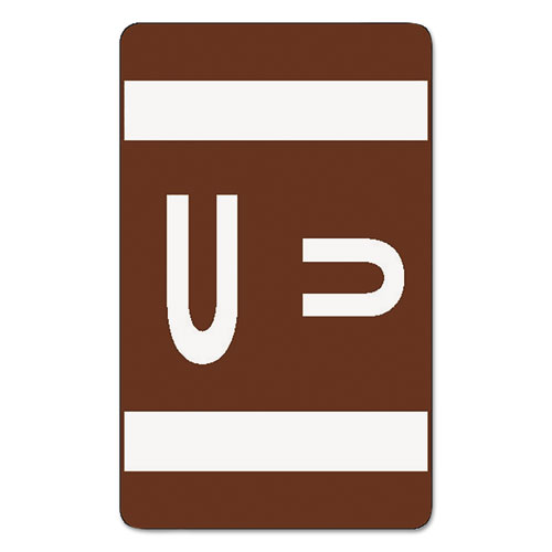 Image of AlphaZ Color-Coded Second Letter Alphabetical Labels, U, 1 x 1.63, Dark Brown, 10/Sheet, 10 Sheets/Pack