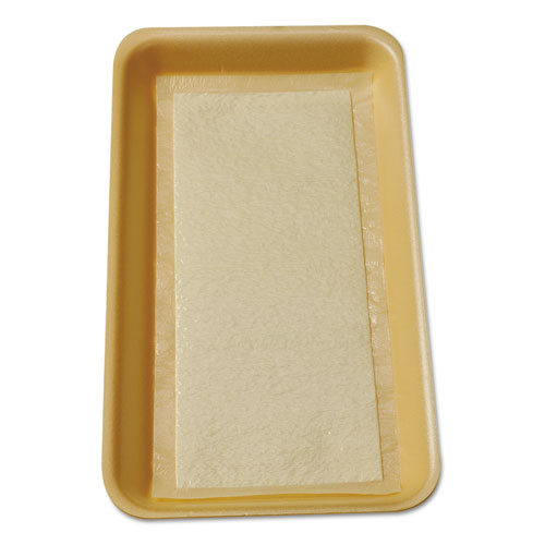 Meat Tray Pads, 6w x 4.5d, White/Yellow, 1,000/Carton
