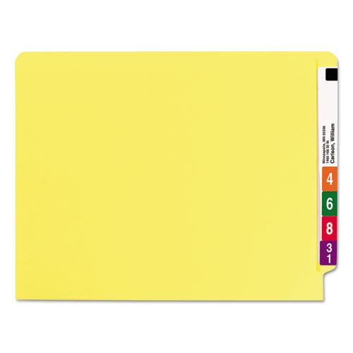 Heavyweight Colored End Tab Folders with Two Fasteners, Straight Tab, Letter Size, Yellow, 50/Box
