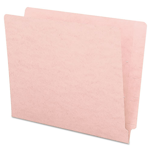 REINFORCED END TAB COLORED FOLDERS, STRAIGHT TAB, LETTER SIZE, PINK, 100/BOX
