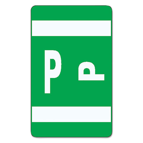 Image of AlphaZ Color-Coded Second Letter Alphabetical Labels, P, 1 x 1.63, Dark Green, 10/Sheet, 10 Sheets/Pack