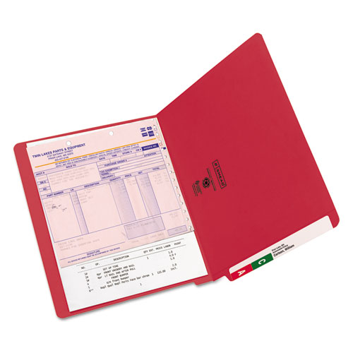 Reinforced End Tab Colored Folders, Straight Tab, Letter Size, Red, 100/Box