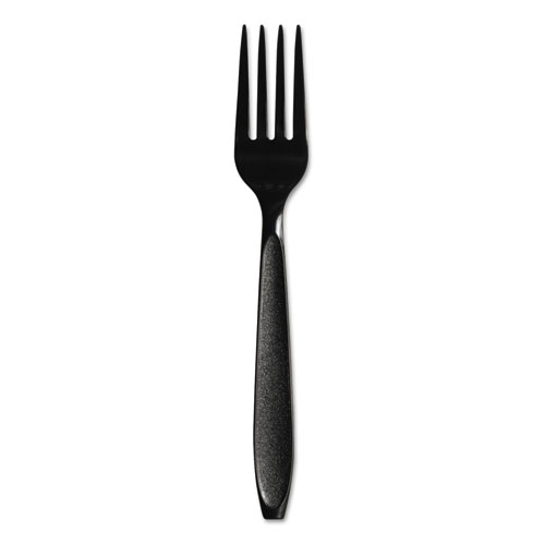 Impress Heavyweight Full-Length Polystyrene Cutlery, Fork, Black, 1000/carton